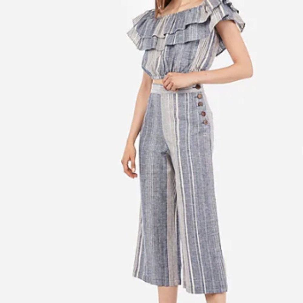 2 PC Express Linen Crop top and capri pant set